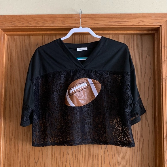 7 For All Mankind Black Long Sleeve Top and Rareraw lace football Jersey - Picture 2 of 8